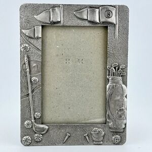 Vintage Golf Solid Pewter 4x6 Photo Picture Frame 3D Heavy Silver by Sixtrees H2